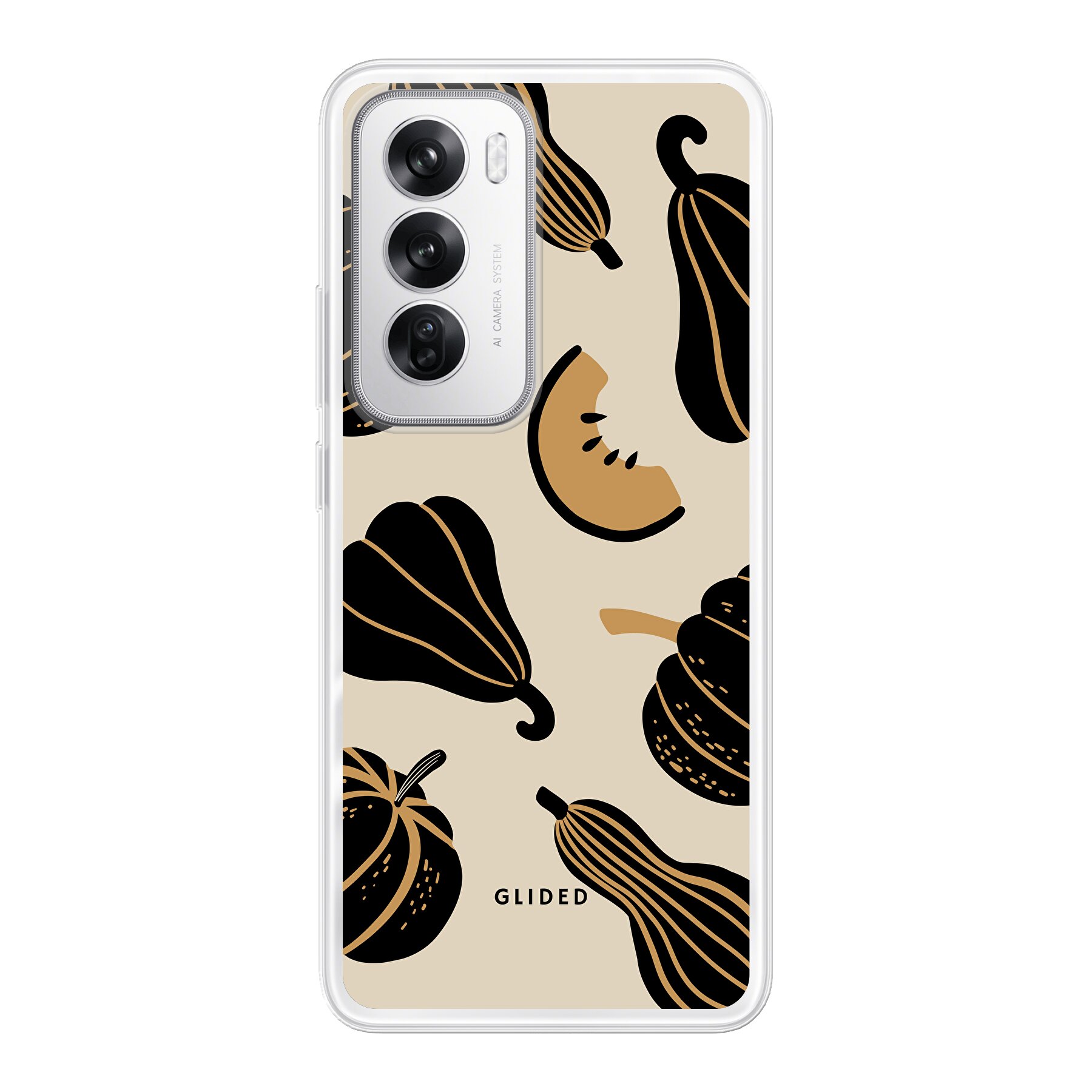 Beige and Black Pumpkin - Oppo Reno12 Handyhülle