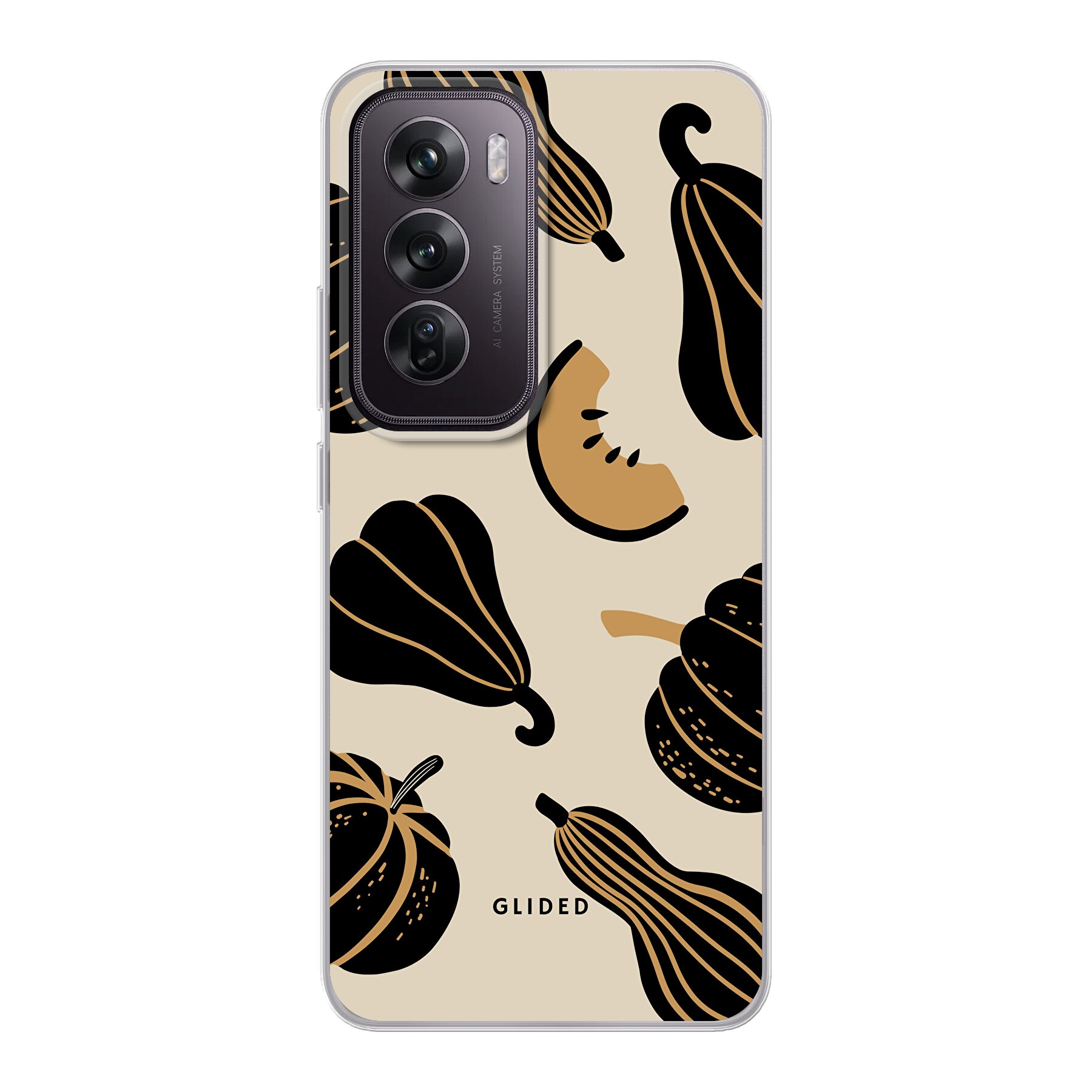 Beige and Black Pumpkin - Oppo Reno12 Pro Handyhülle