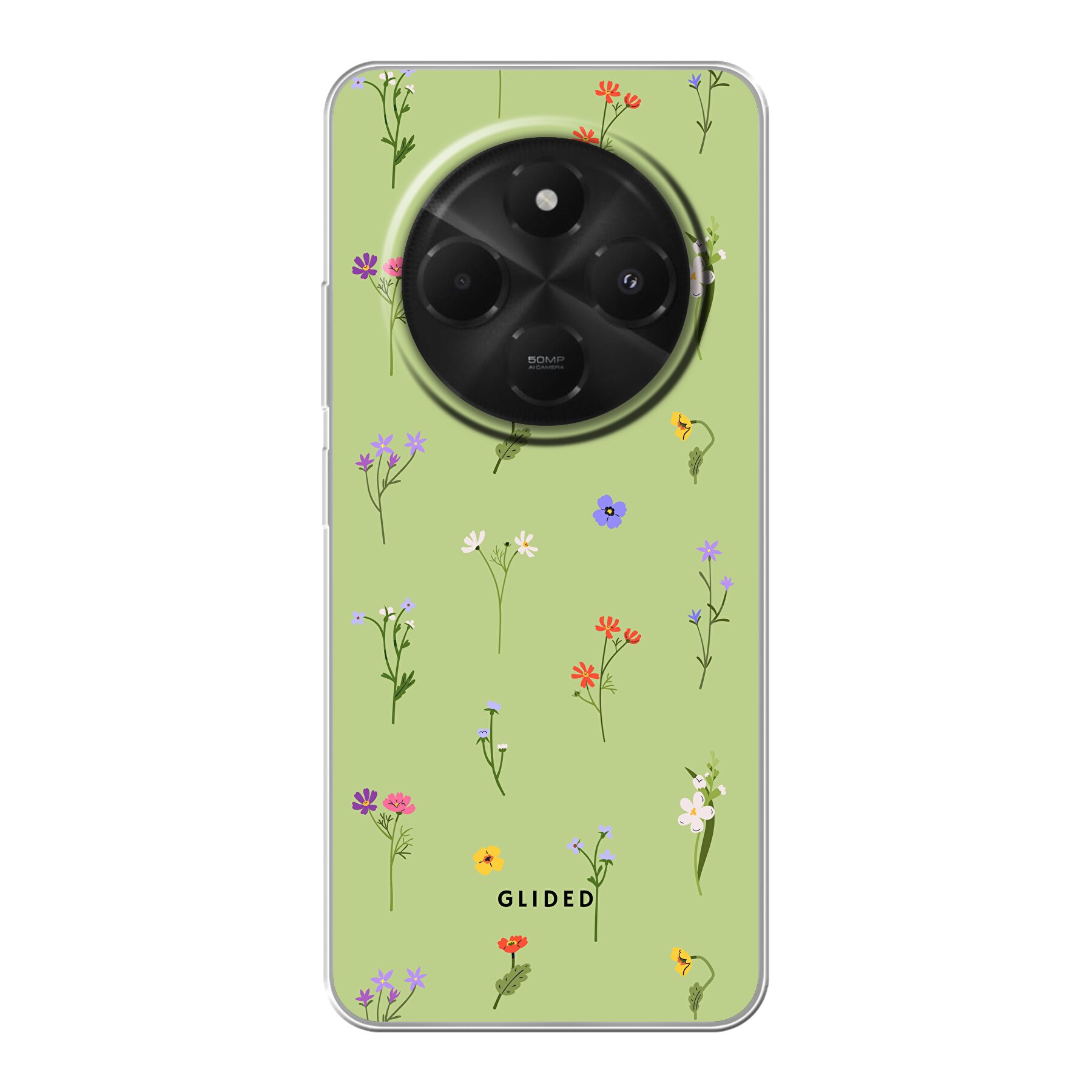 Green Floral - Xiaomi Poco M7 Handyhülle