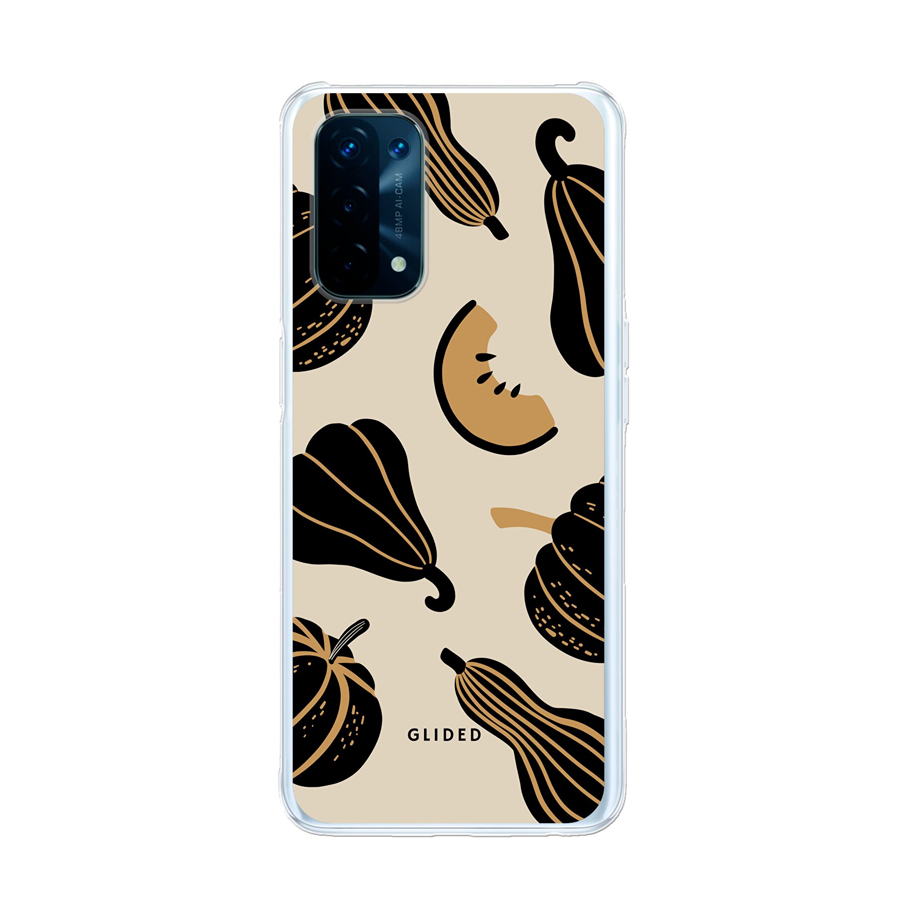 Beige and Black Pumpkin - Oppo A74 5G Handyhülle