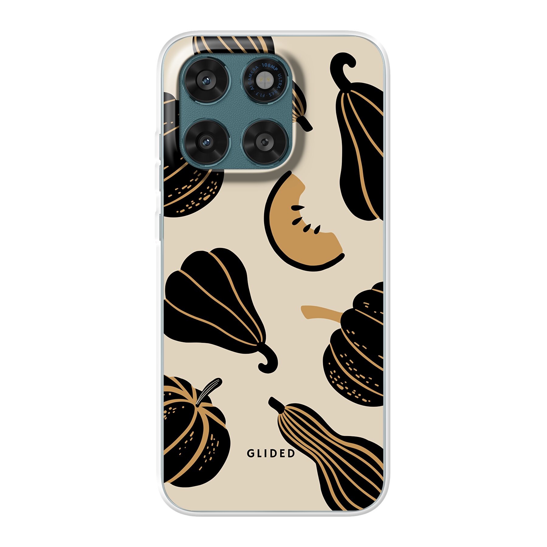Beige and Black Pumpkin - Motorola Moto G77 Handyhülle
