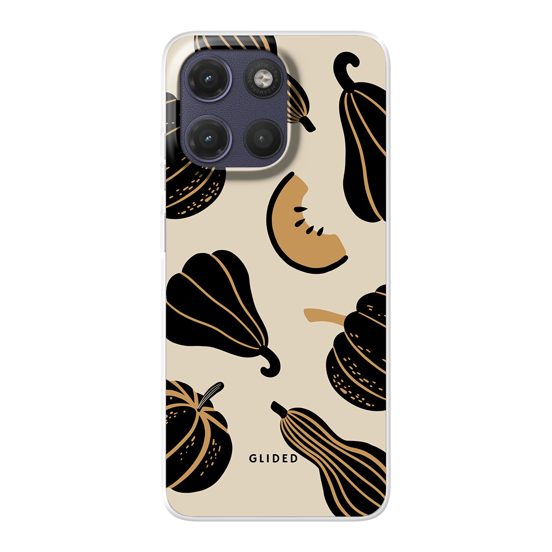 Beige and Black Pumpkin - Motorola Moto G17 Power Handyhülle
